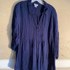 Motherhood Maternity Blue Top with convertible sleeves, Sz XL